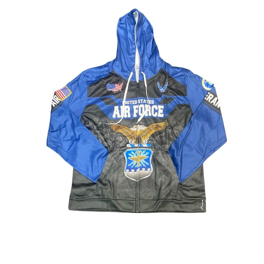NWT United‎ States Air Force Blue and Black Hoodie XL X64